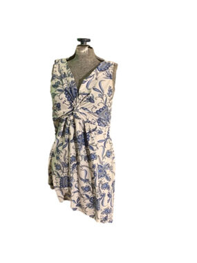 Linea Donatello paisley flower dress blue grey white small